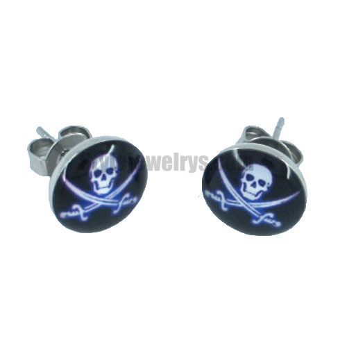 Stainless steel jewelry earring Enamel skull cross sord steel jewelry earring SJE370002 - Click Image to Close